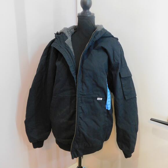 Lee Workwear Bomber Black Jacket with hood Size Large New - Picture 1 of 12